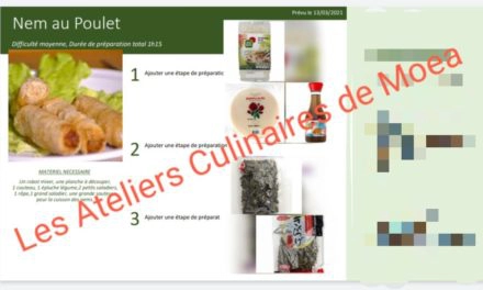Inscription ouverte pour le Cours en ligne des « Nems au Poulet » par « les Ateliers culinaires de Moea » le 13 mars