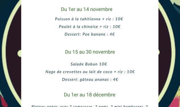 Menus polynésiens à emporter sur Meucon 56