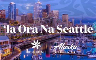 Vol inaugural Tahiti-Seattle : accueil polynésien pour souhaiter la bienvenue aux Américains