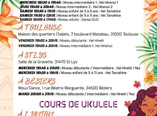 Cours de danse polynésienne &lsquo;Ori Heitiare Tahiti 31240 l&rsquo;Union